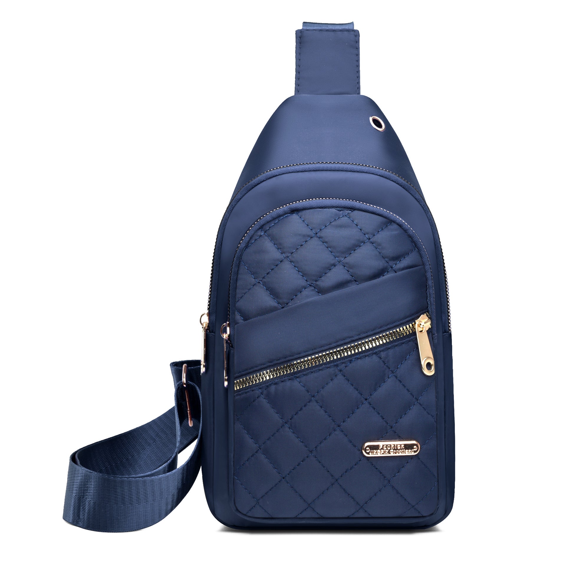 Bolsa de Peito Crossbody em Nylon Bordado, Grande Capacidade, Moda Feminina Utilitária