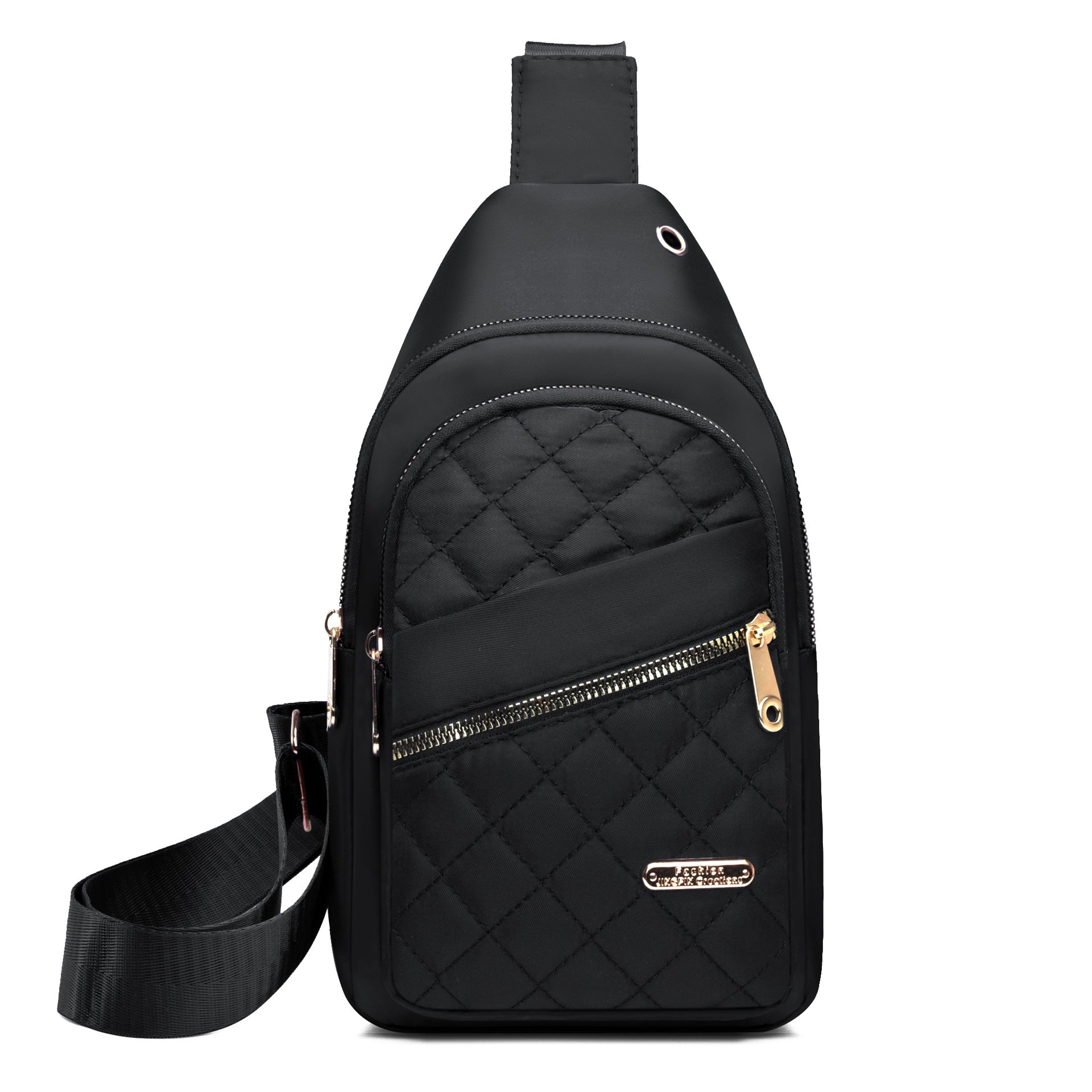 Bolsa de Peito Crossbody em Nylon Bordado, Grande Capacidade, Moda Feminina Utilitária