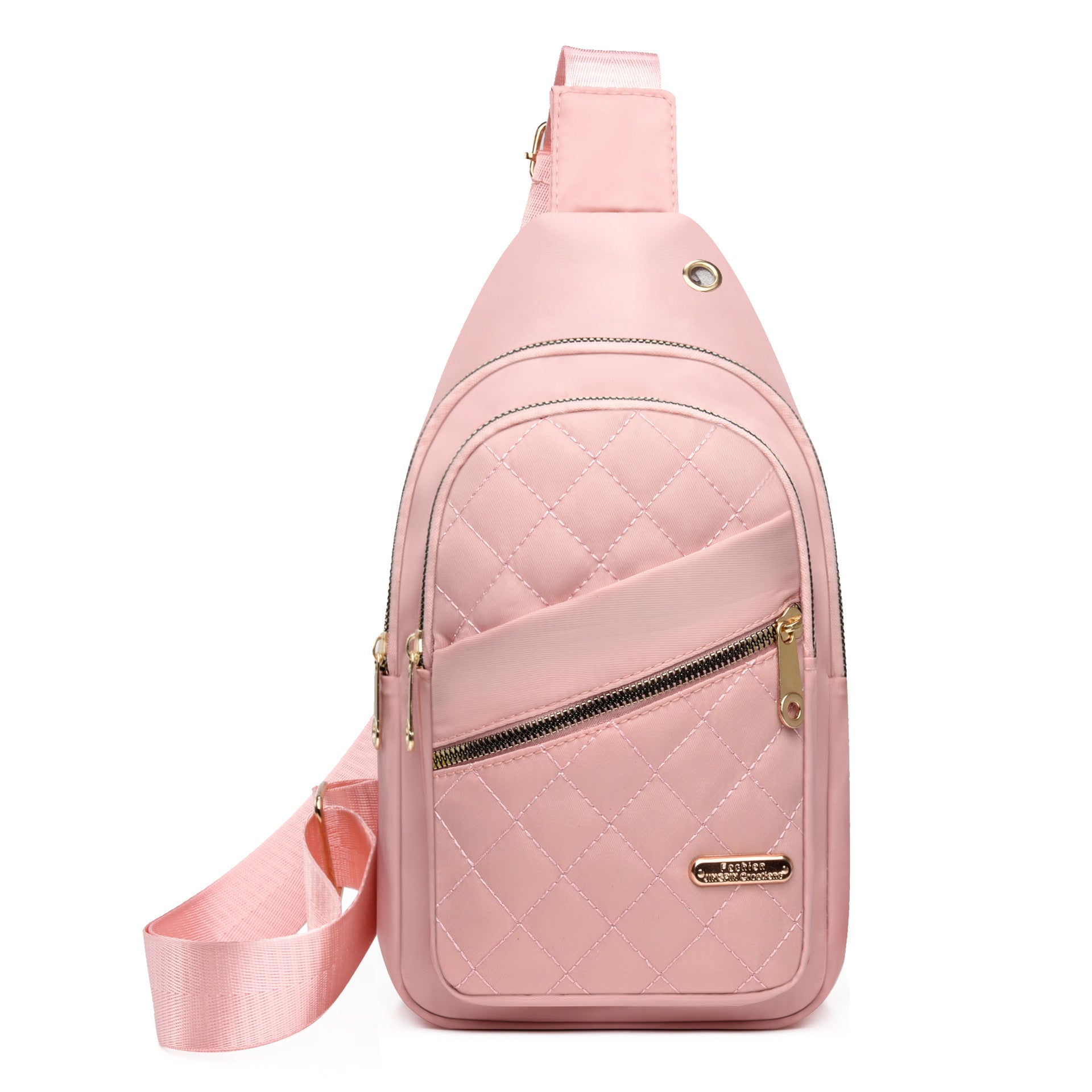 Bolsa de Peito Crossbody em Nylon Bordado, Grande Capacidade, Moda Feminina Utilitária