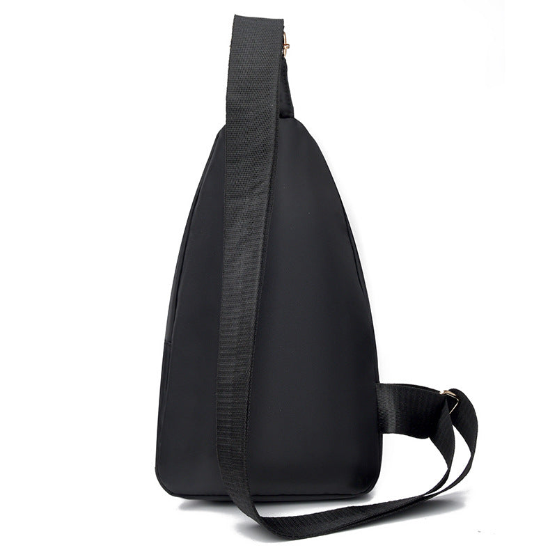 Bolsa de Peito Crossbody em Nylon Bordado, Grande Capacidade, Moda Feminina Utilitária