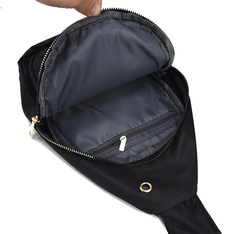 Bolsa de Peito Crossbody em Nylon Bordado, Grande Capacidade, Moda Feminina Utilitária