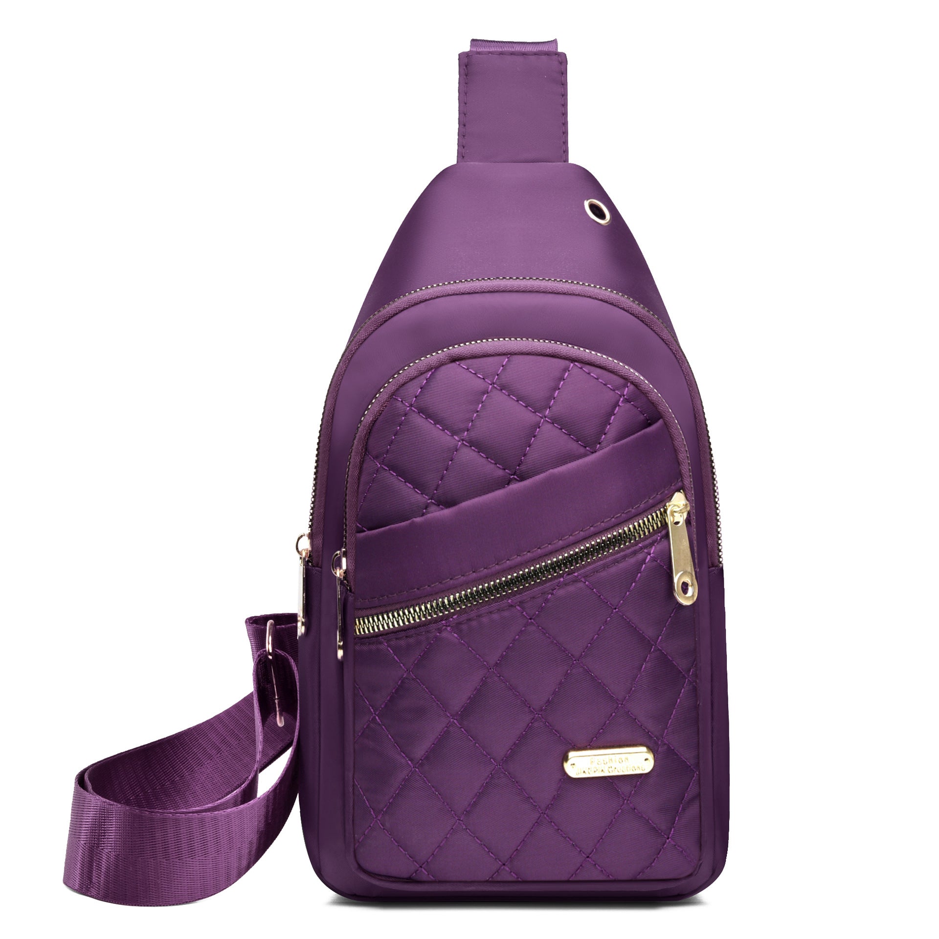 Bolsa de Peito Crossbody em Nylon Bordado, Grande Capacidade, Moda Feminina Utilitária